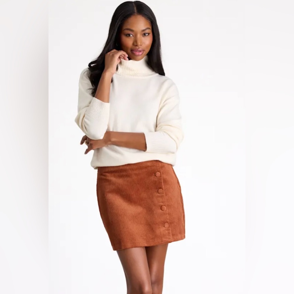 Lulus Katherina Button Front Corduroy Mini Skirt Sz M NWT